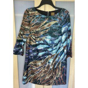 Ali Ro Women's  100% Silk Multicolor Sheath Dress Sz 6 Boho Party Wedding‎ Art